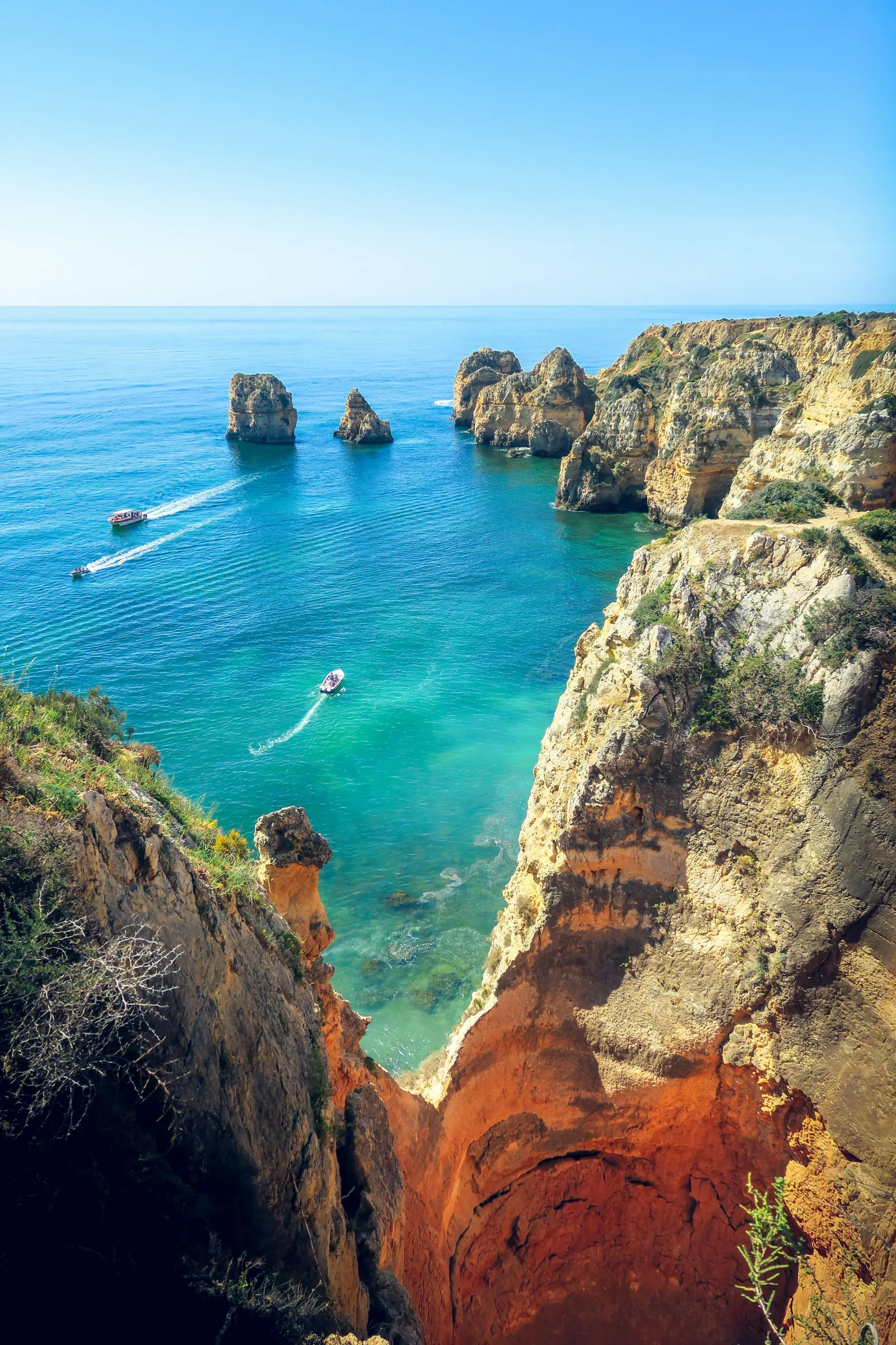 Ponta da Piedade – red sandstone cliffs of the Algarve with turquoise sea, Portugal
